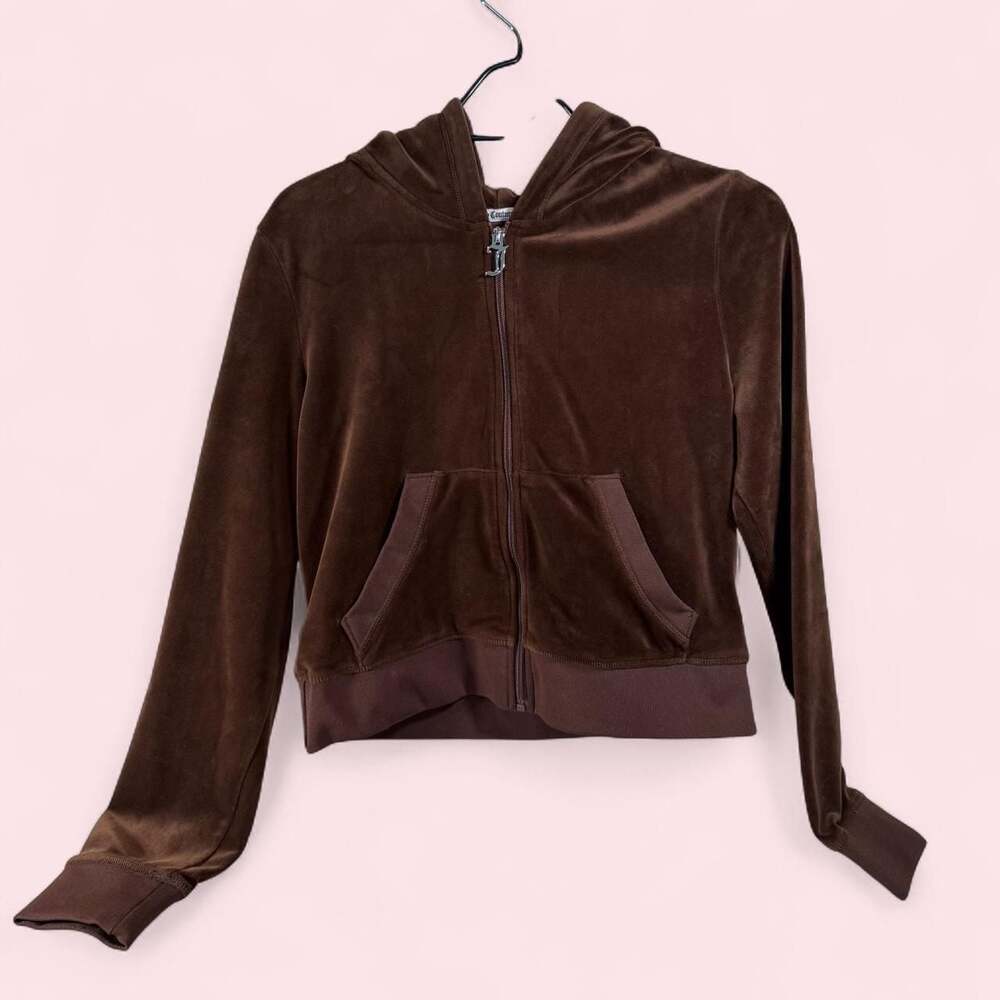 Juicy Couture Brown Velour Rhinestone Zip Up Hoodie